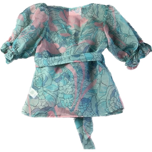 NWOT Selkie Wrap Top Blouse Champagne Mod Print Size 4 - Picture 4 of 12